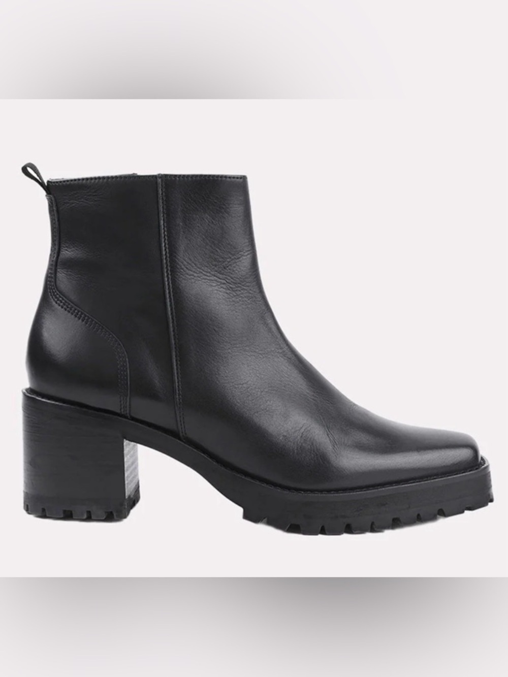 Andre Assous NWOT Milla Women’s Leather Chunky Lug Ankle Boots Black Size 10